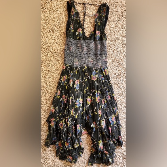 Free People Dresses & Skirts - Free People Black Floral Tiered Bohemian Dress